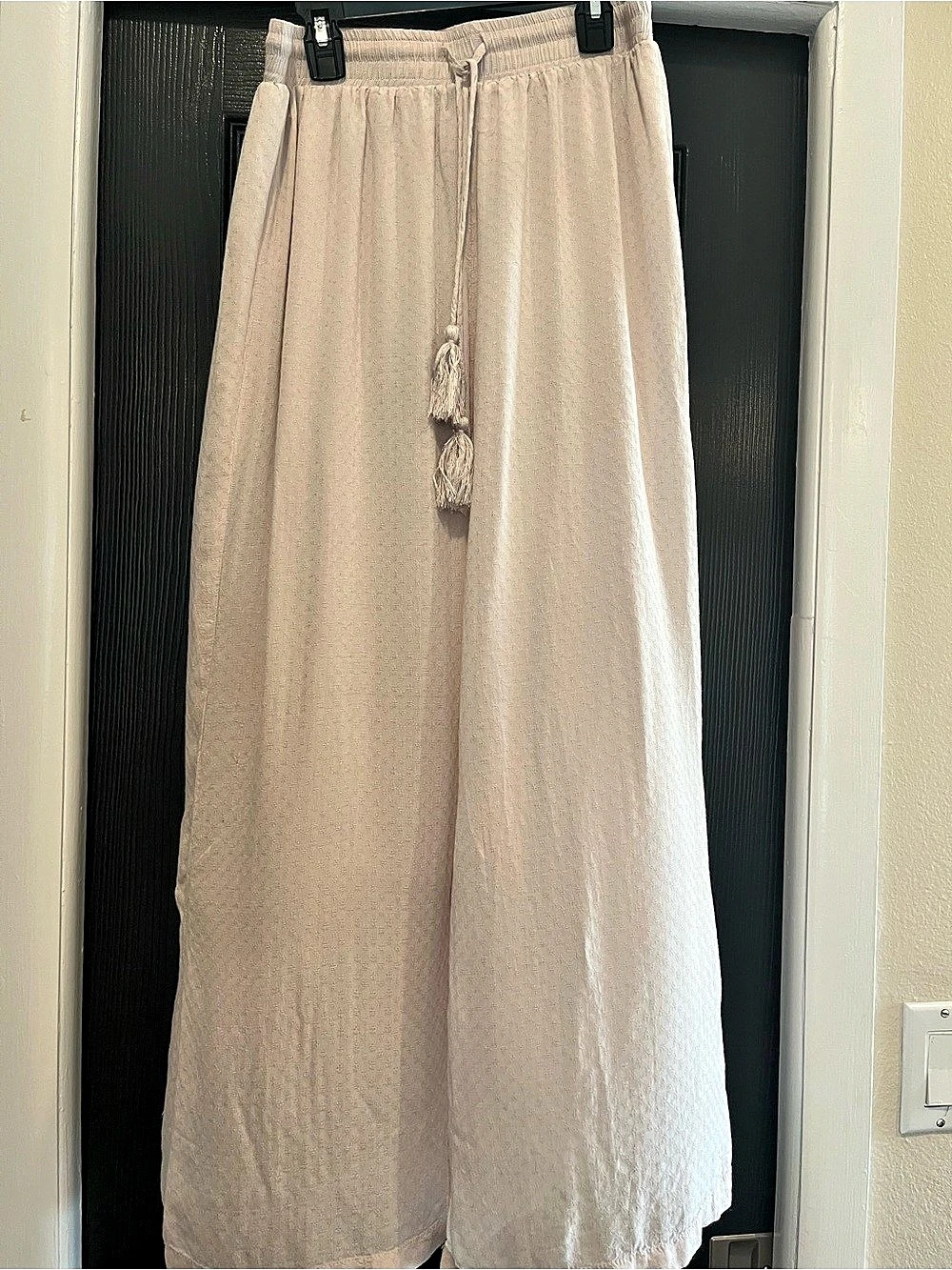 Lulus "A Perfect Vacation" Beige Textured Wide-Leg Pants Set Piece - Size M